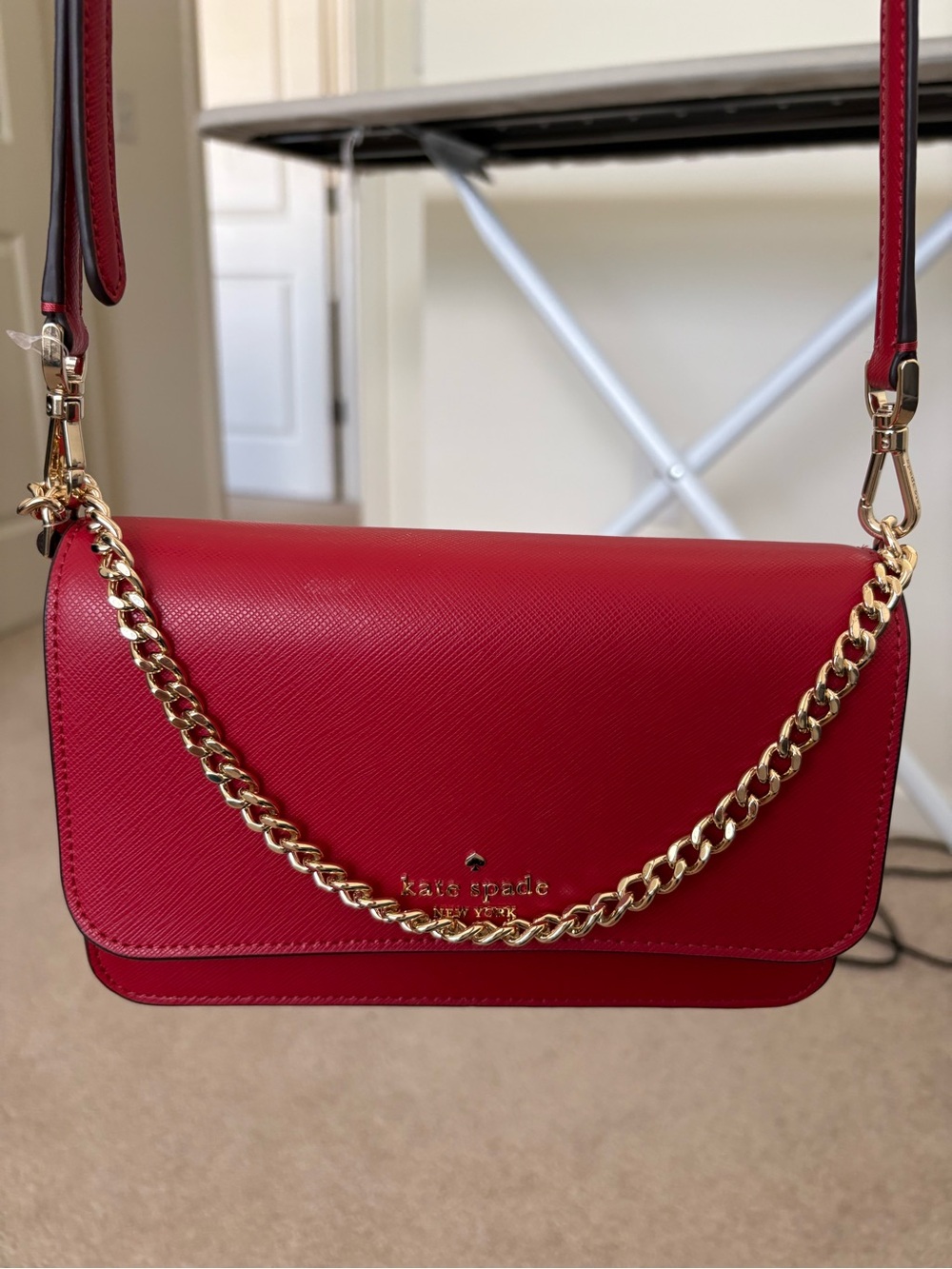 kate spade Red Leather Chain Crossbody Bag